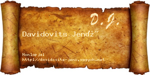 Davidovits Jenő névjegykártya